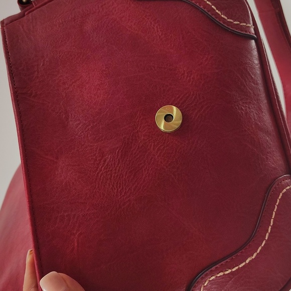 New Laser Cut Out And Braided Faux Leather Crossbody Shoulder Bag Flap Over - Picture 9 of 9